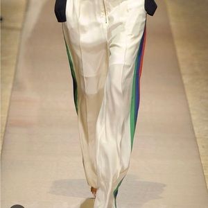 COPY - Old Celine Phoebe Philo era rainbow and cream silk trousers. FR 38.